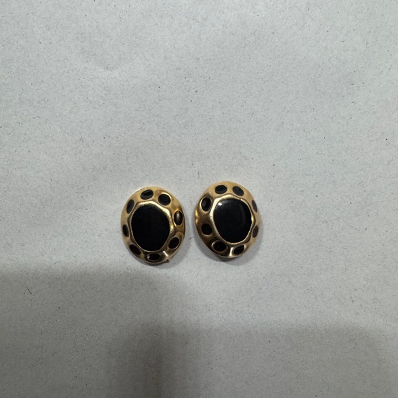 Vintage Erwin Pearl Clip-On Earrings – Black & Gold Dome Design - Picture 7 of 7